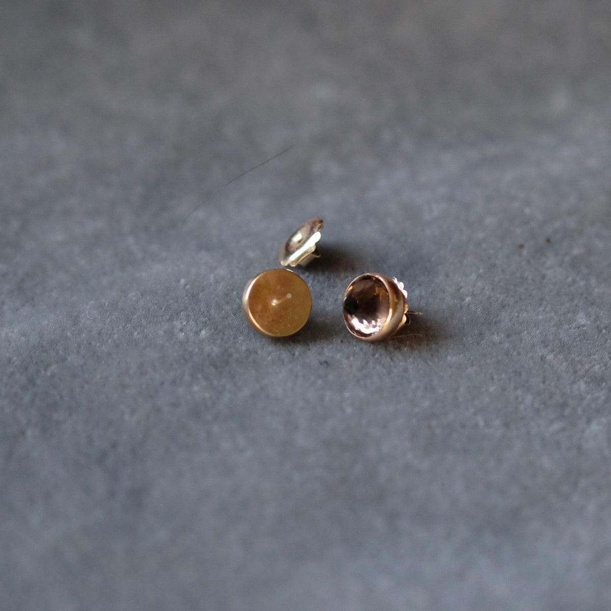 Faceted Smoky Quartz Stud Earrings in 14k