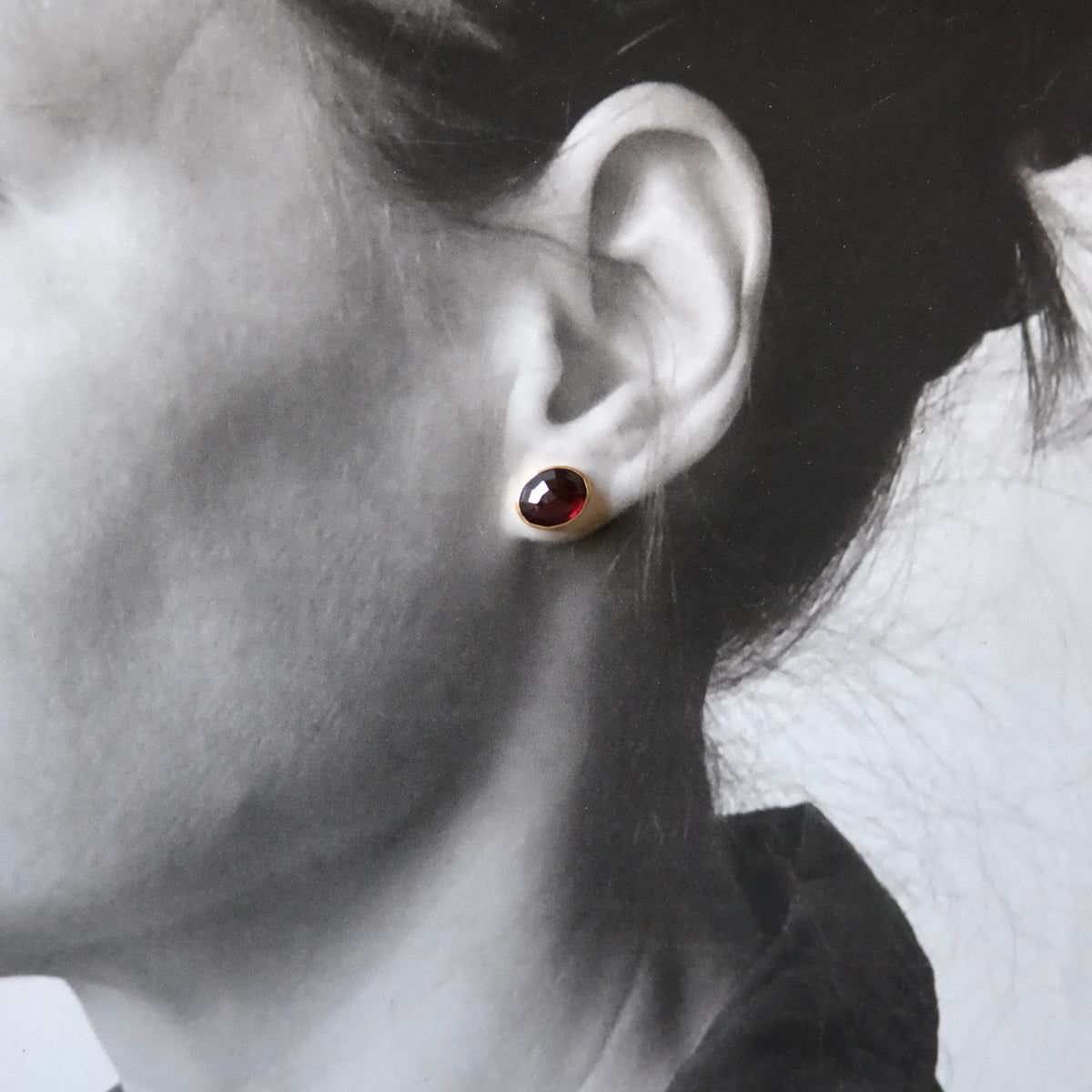 Garnet Oval Rose Cut Stud Earrings (Copy)