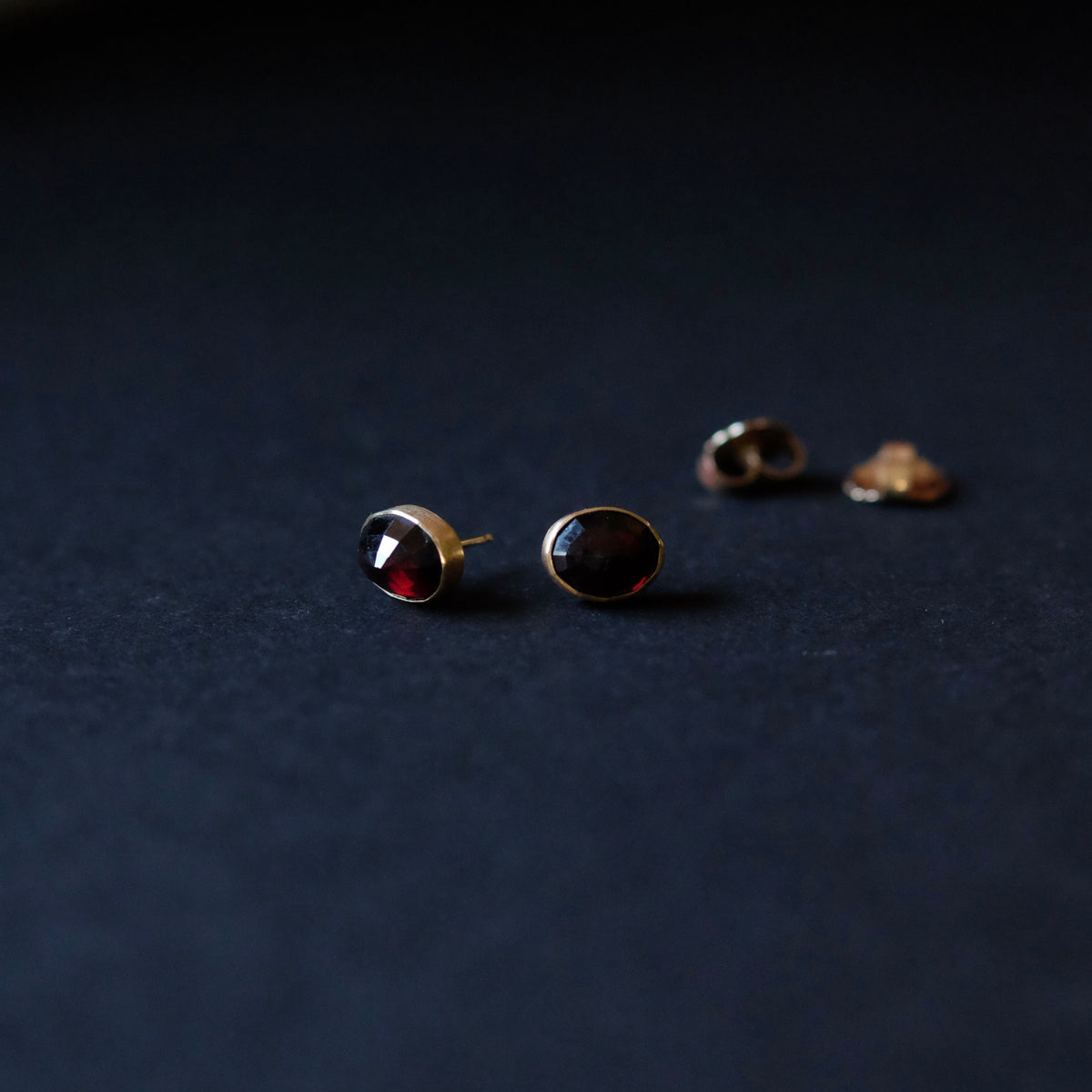 Garnet Oval Rose Cut Stud Earrings (Copy)