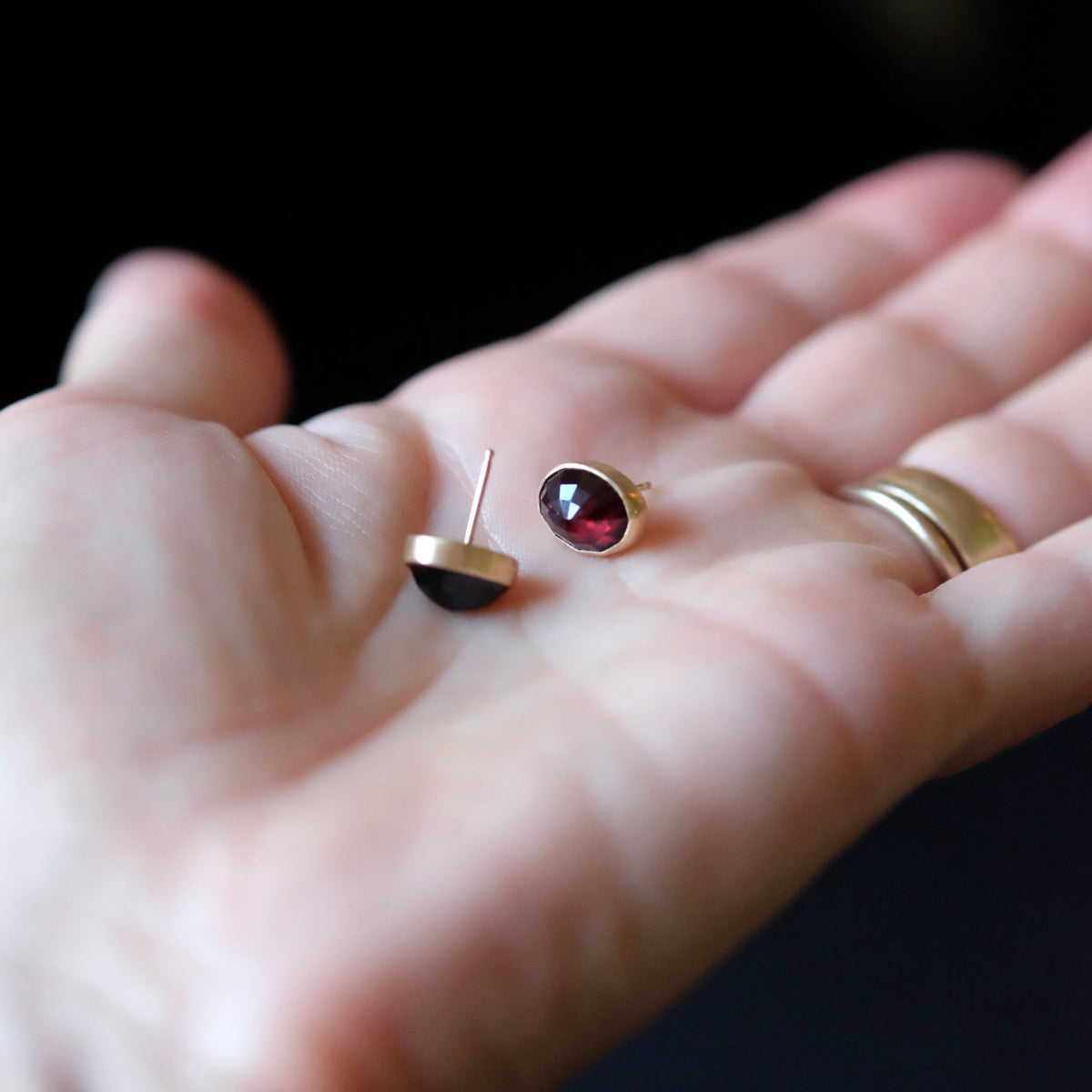 Garnet Oval Rose Cut Stud Earrings (Copy)
