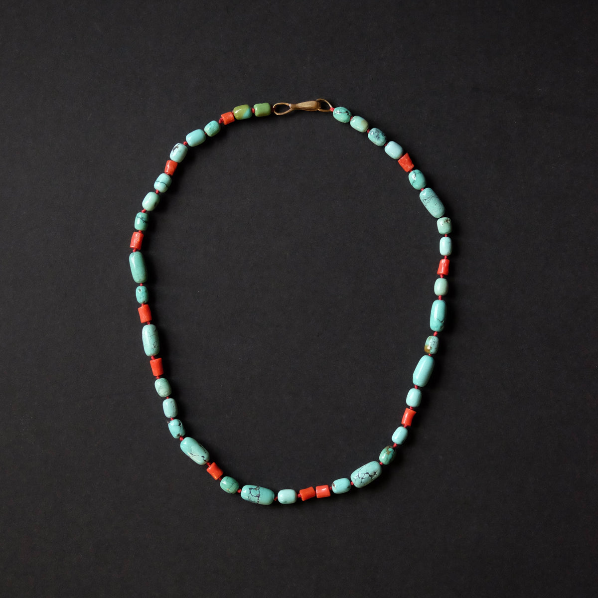 Turquoise and Coral Bead Necklace