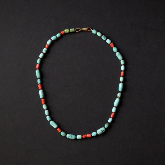 Turquoise and Coral Bead Necklace