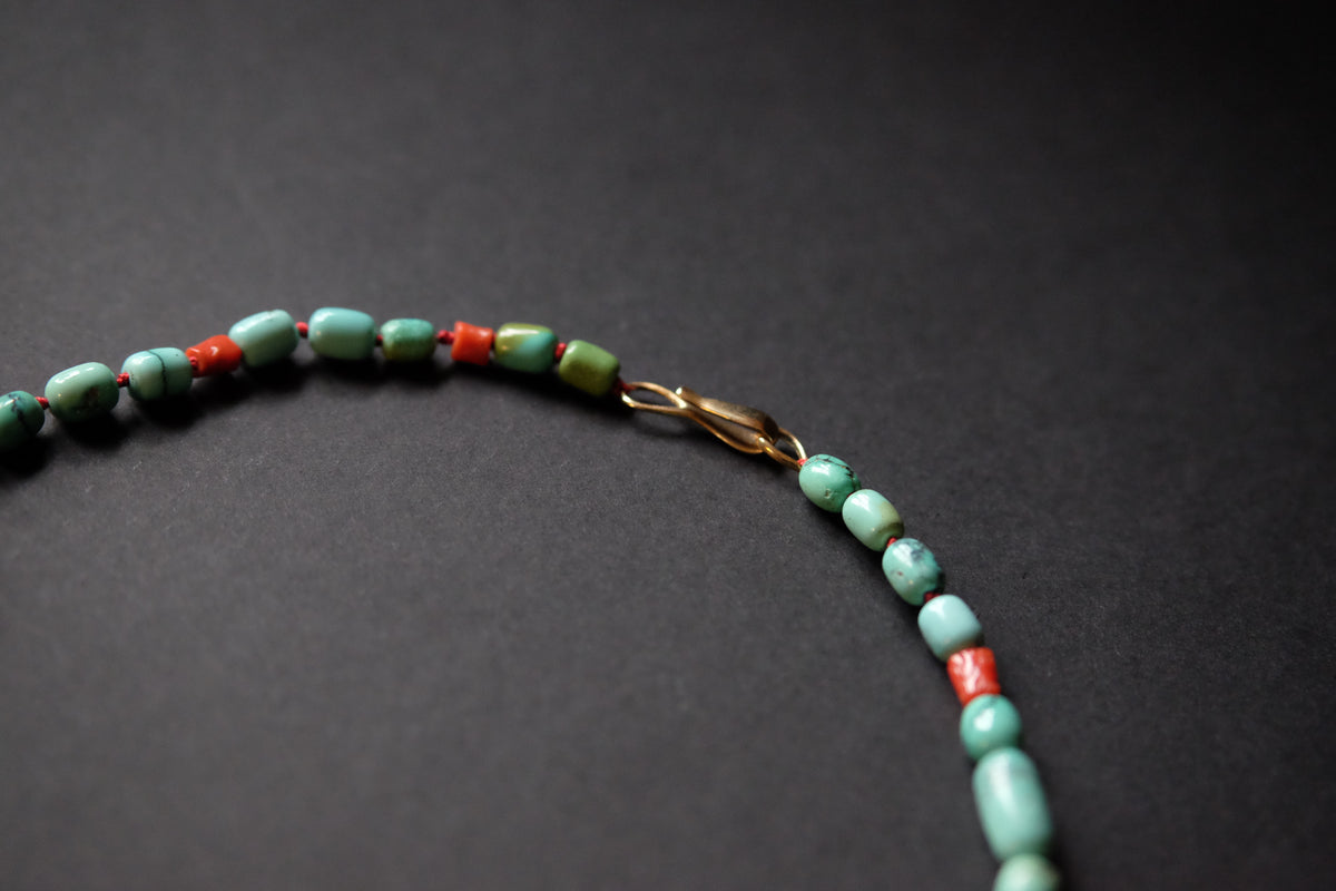 Turquoise and Coral Bead Necklace