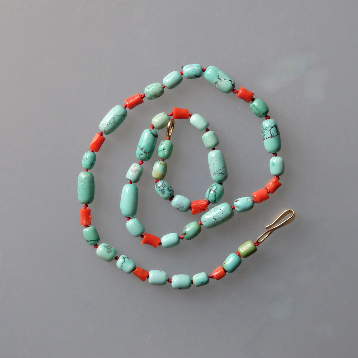 Turquoise and Coral Bead Necklace