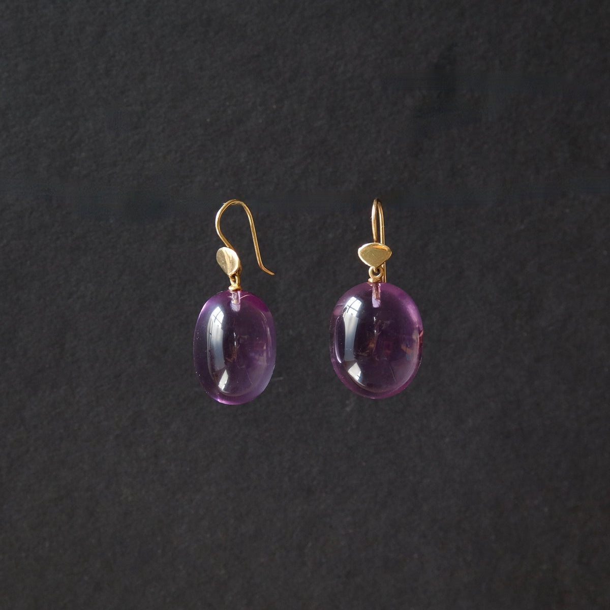Amethyst Drop Earrings with 14k Gold