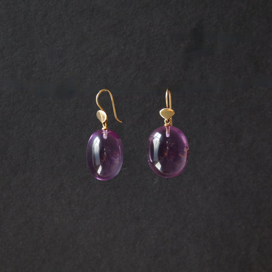 Amethyst Drop Earrings with 14k Gold