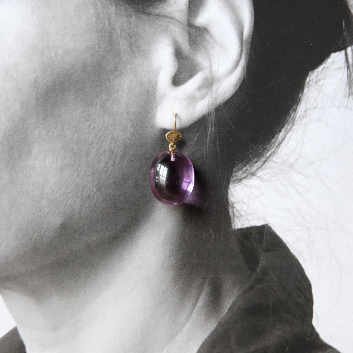 Amethyst Drop Earrings with 14k Gold
