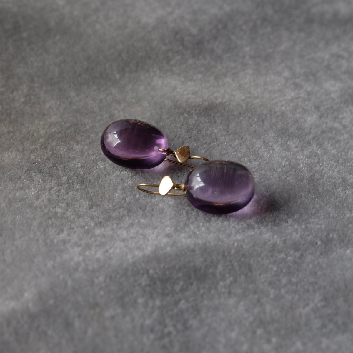 Amethyst Drop Earrings with 14k Gold