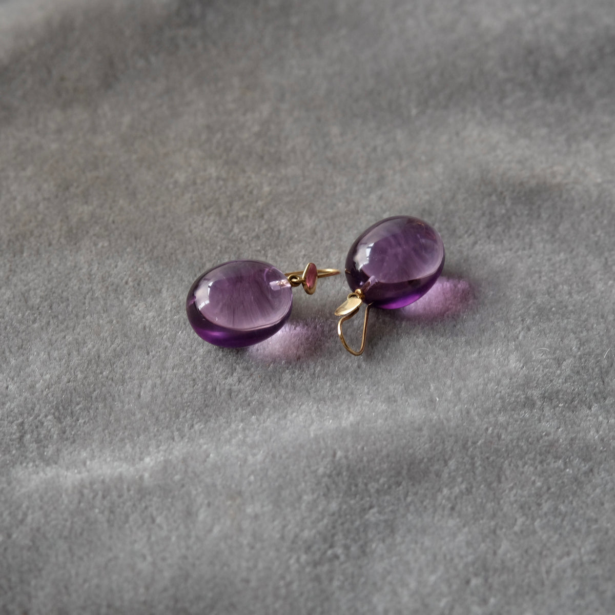 Amethyst Drop Earrings with 14k Gold