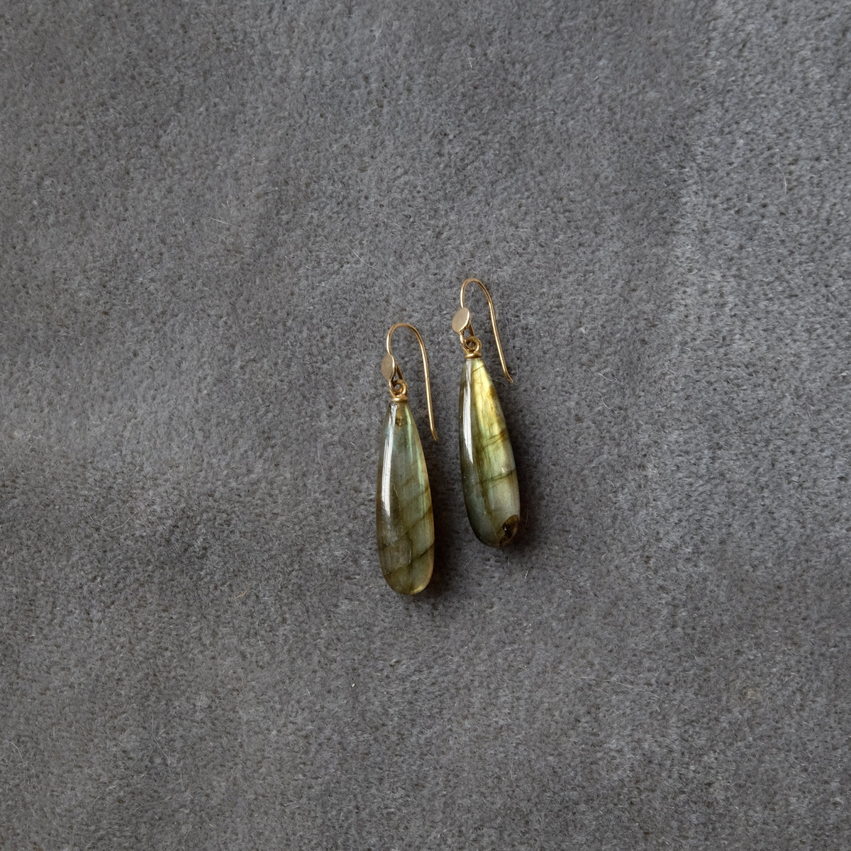 Labrodorite Drop Earrings with 14K Gold