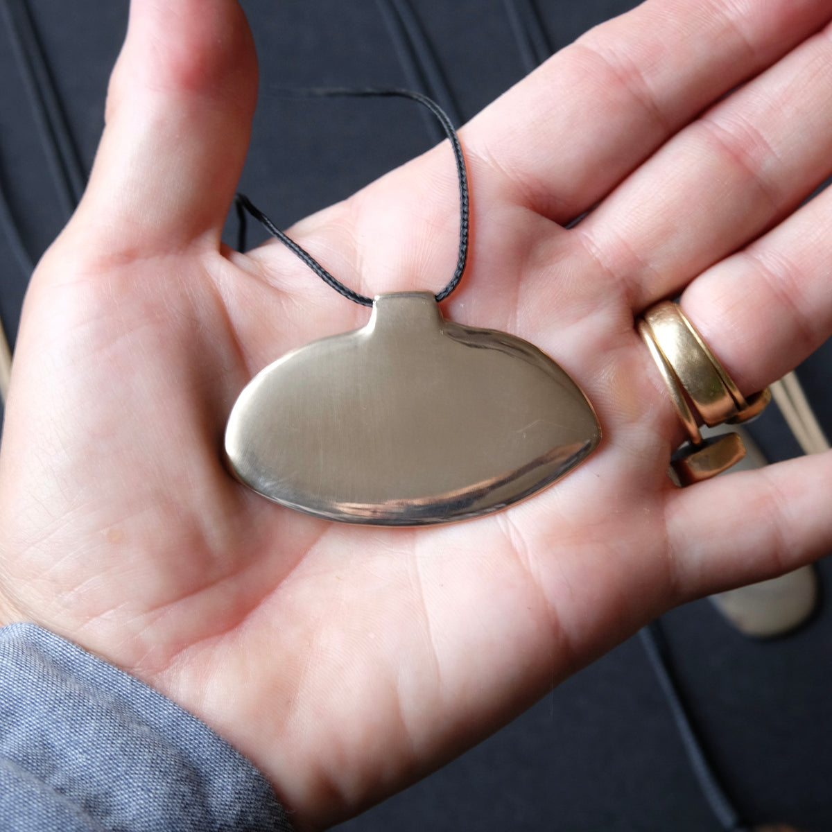 Wide Bronze Ulu Pendant