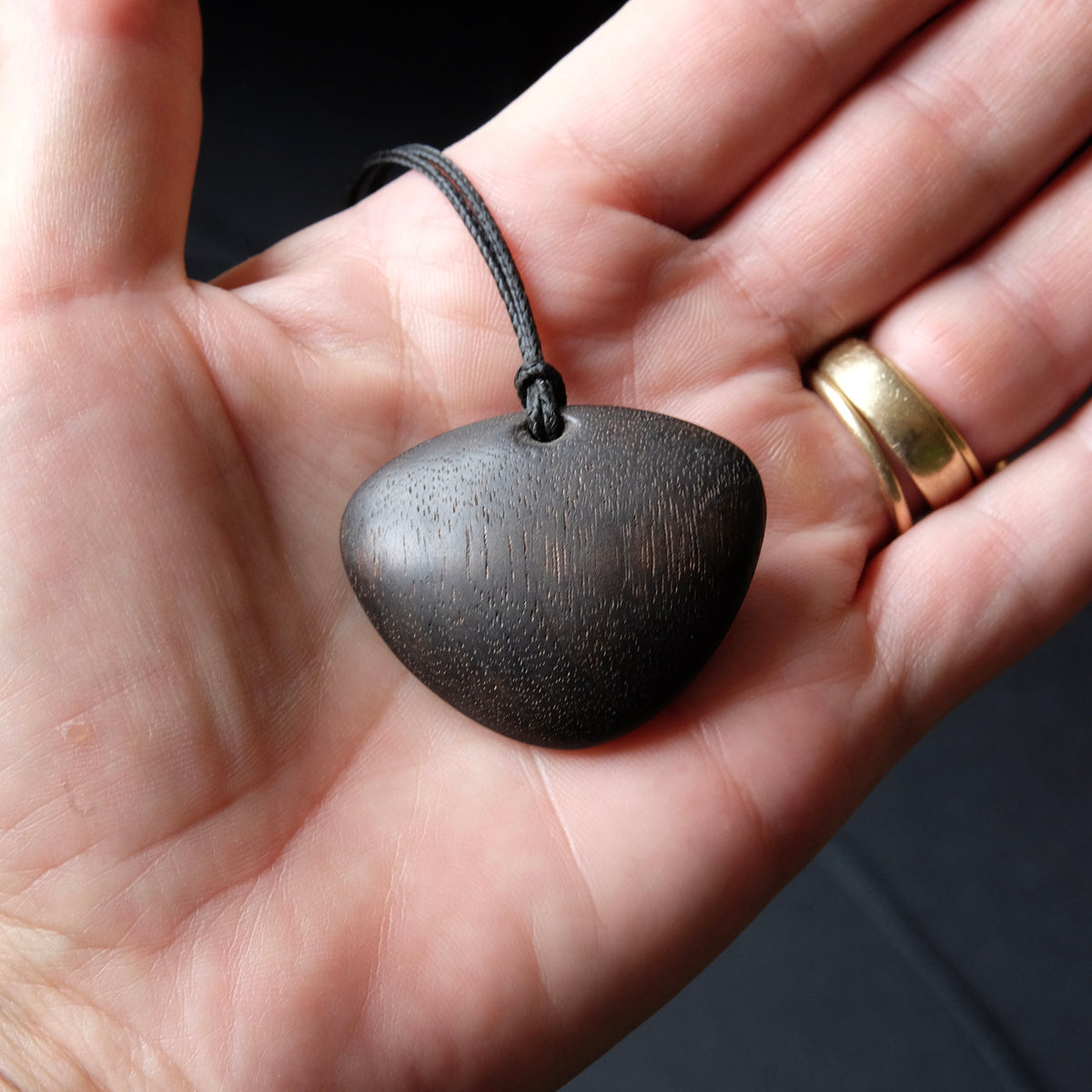 Ebonized Walnut Hand Carved Pendant