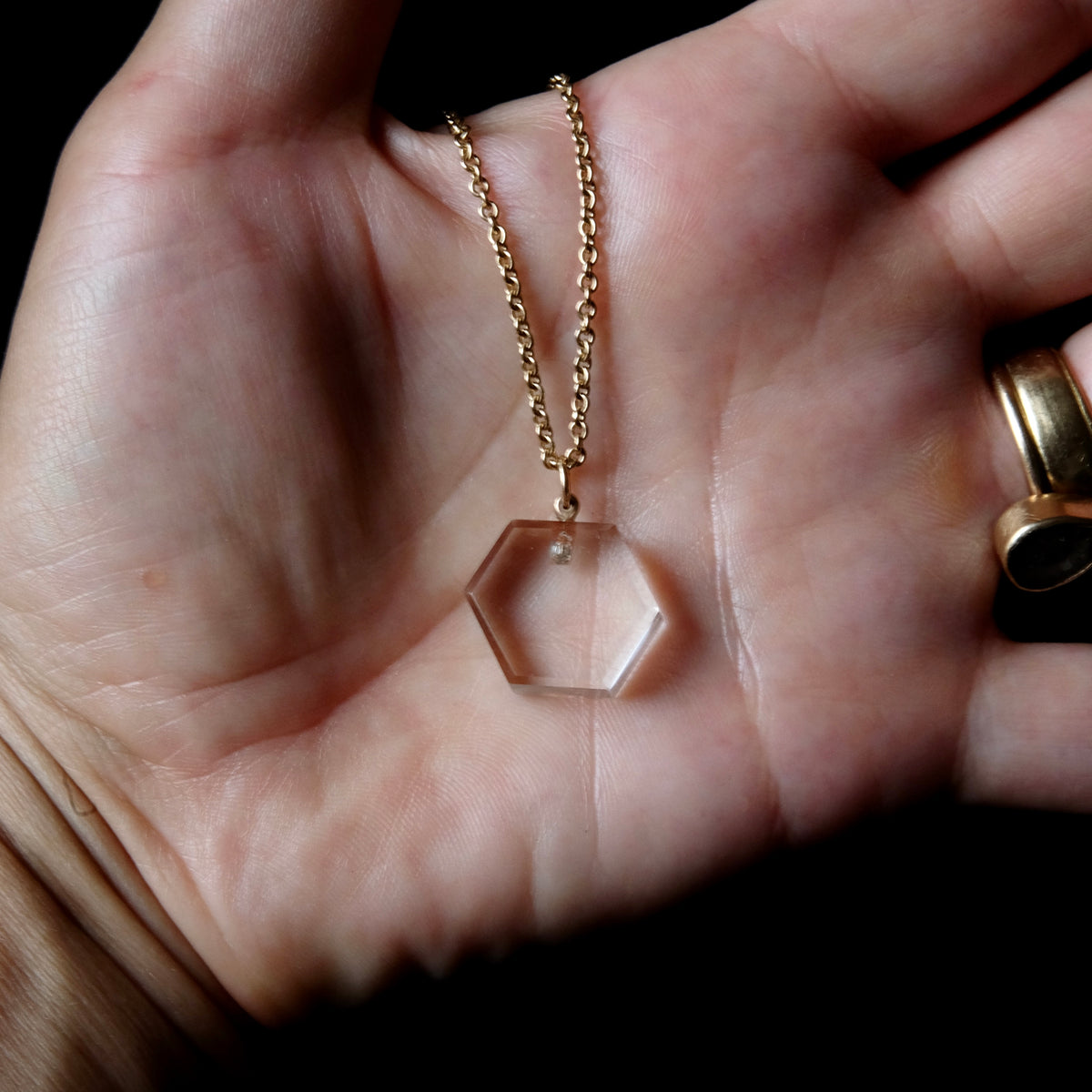 Slab Quartz Pendant on 14K Chain