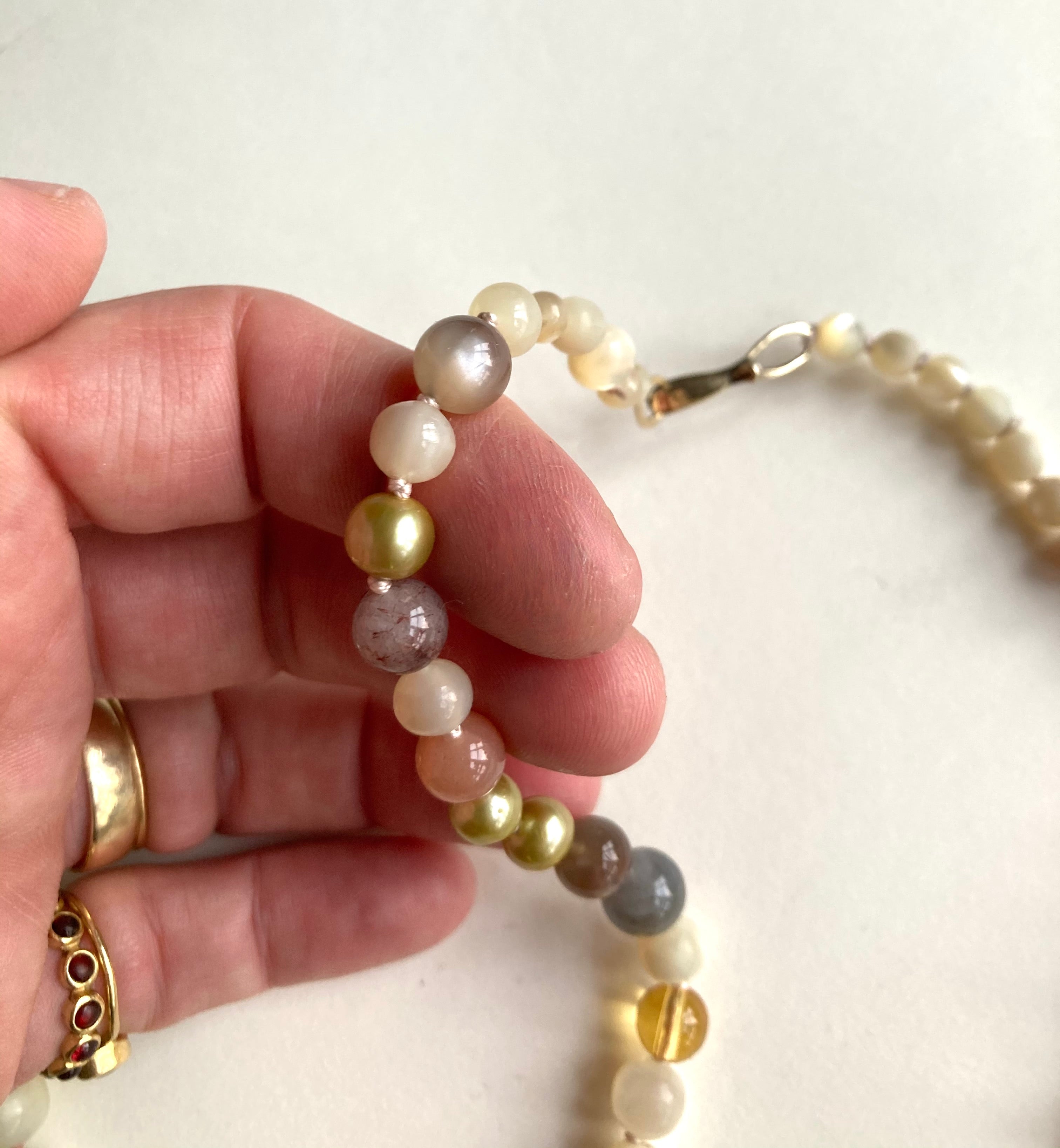 Beaded Choker with Mother of Pearl and Gemstones