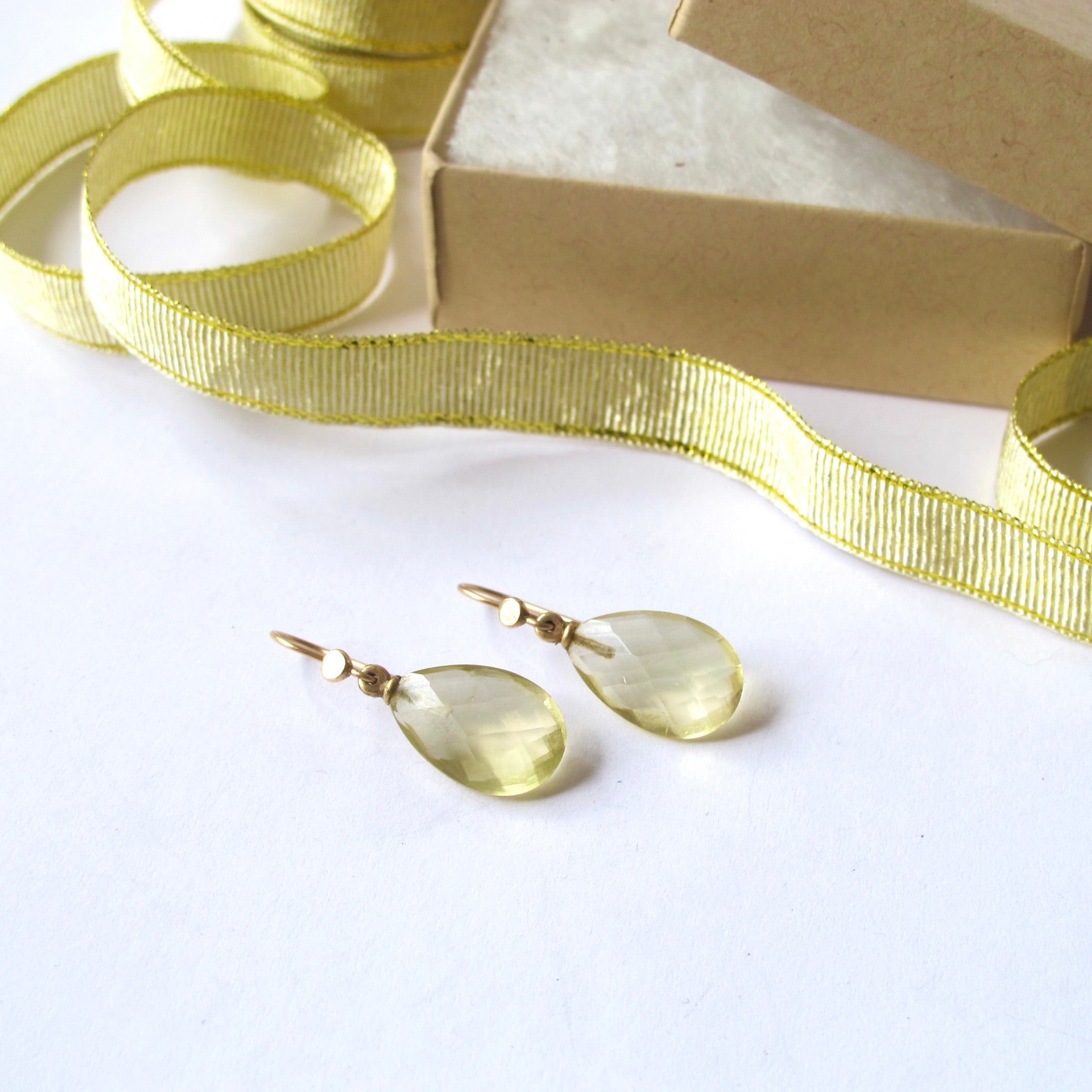 Faceted Tear Drop Lemon Quartz
