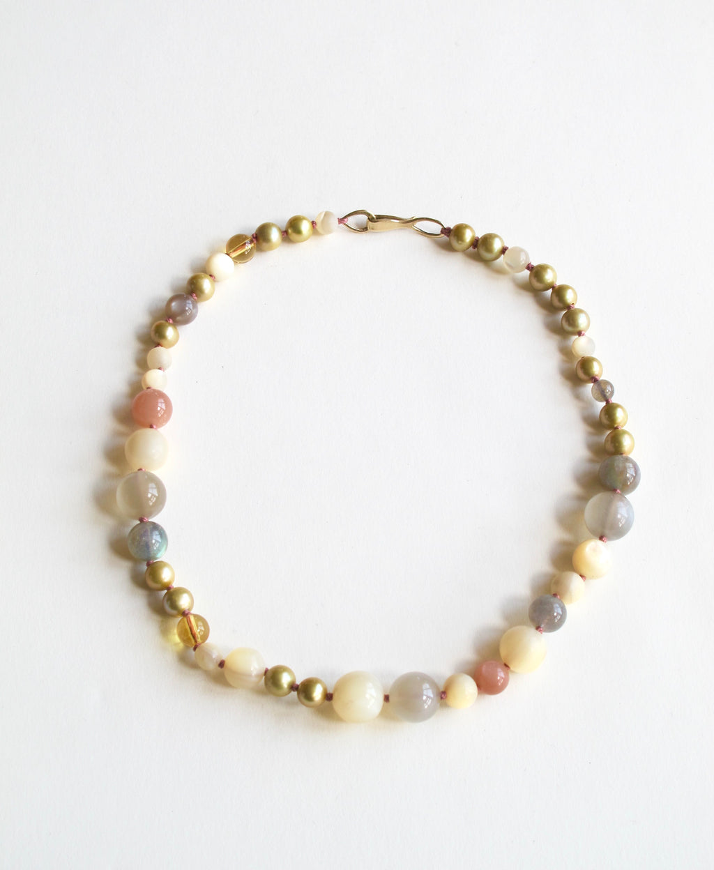 Beaded Choker with Mother of Pearl and Gemstones