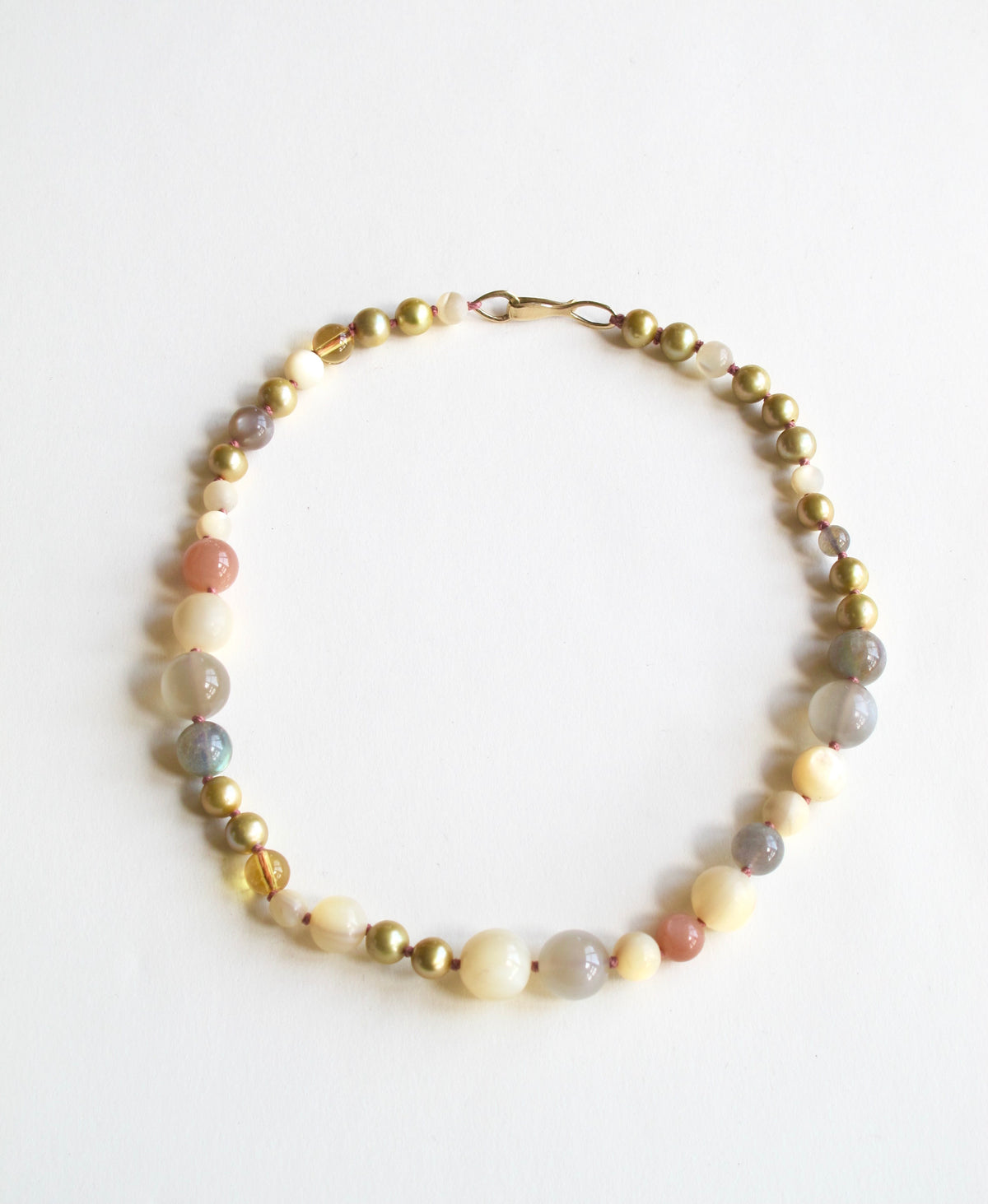 Beaded Choker with Mother of Pearl and Gemstones