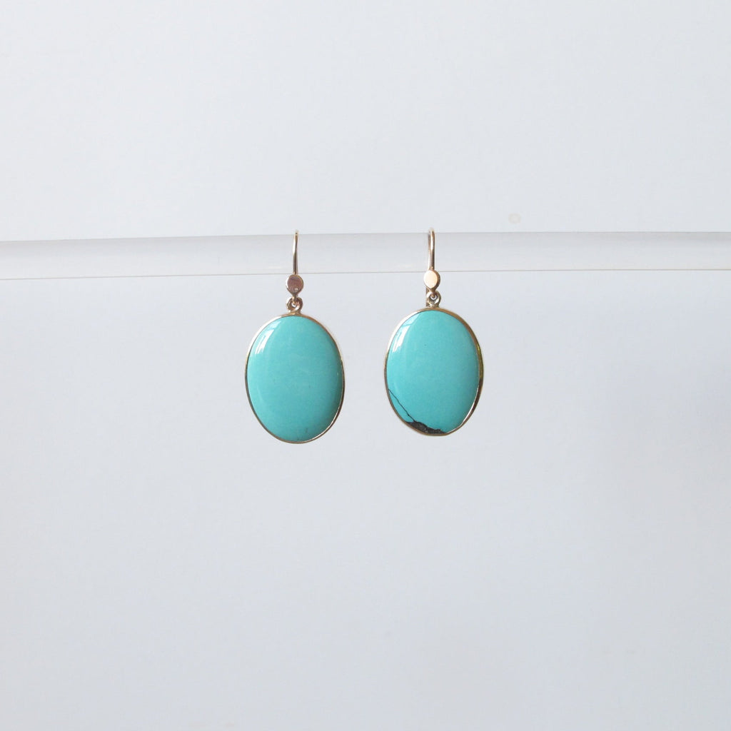 Clear Turquoise Oval Cabochon Earrings