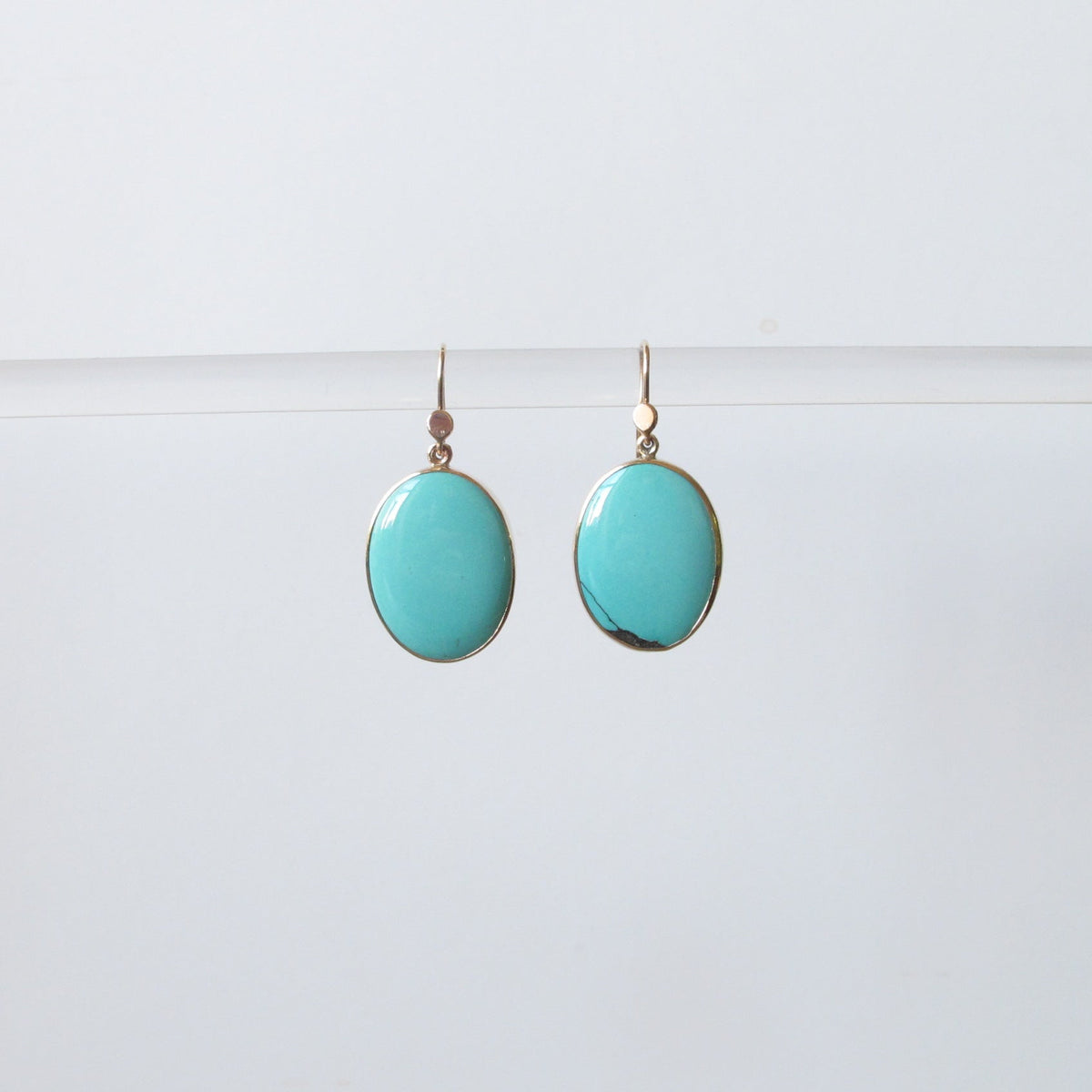 Clear Turquoise Oval Cabochon Earrings