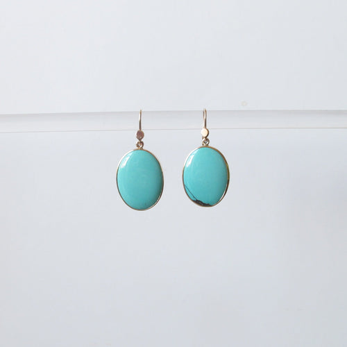 Clear Turquoise Oval Cabochon Earrings