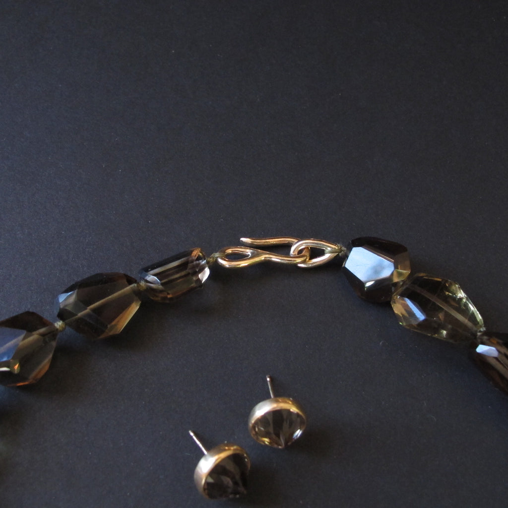 Citrine & Smoky Quartz Chunky Bead Necklace
