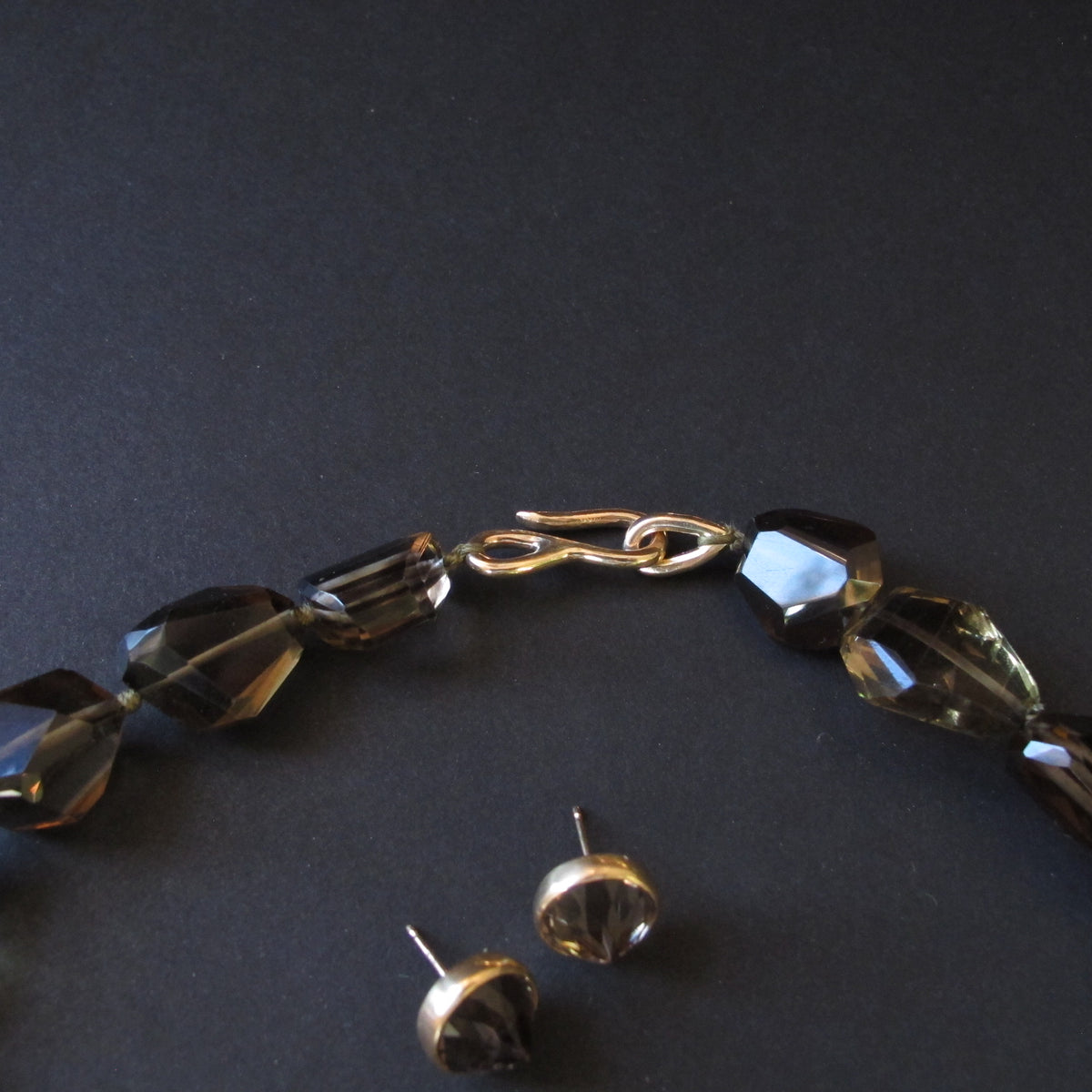 Citrine & Smoky Quartz Chunky Bead Necklace