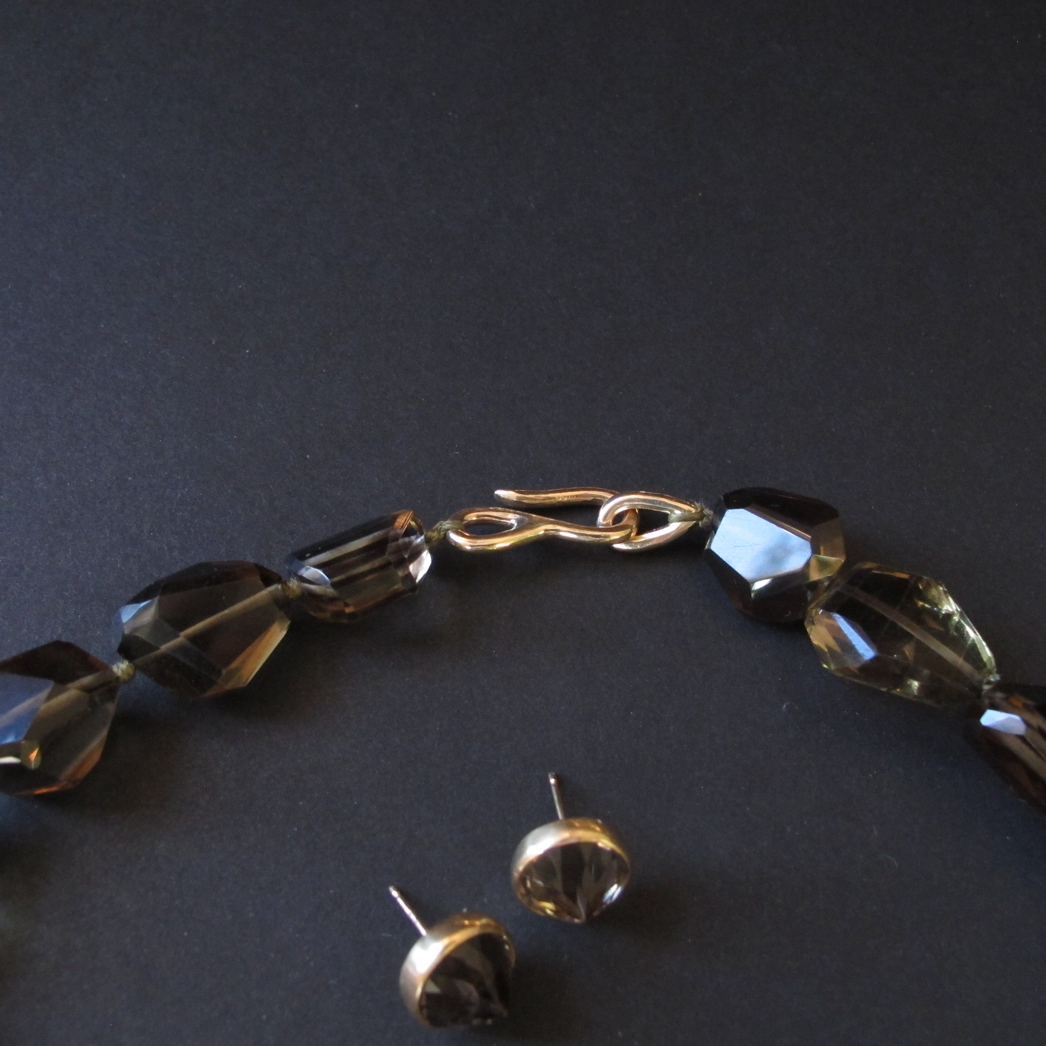 Citrine & Smoky Quartz Chunky Bead Necklace