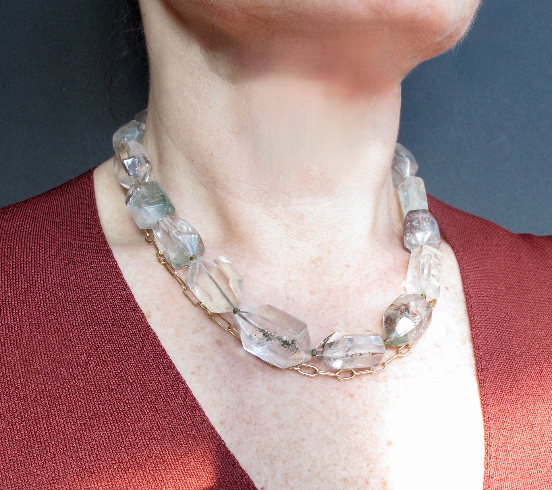 Chunky Rock Crystal Choker Necklace