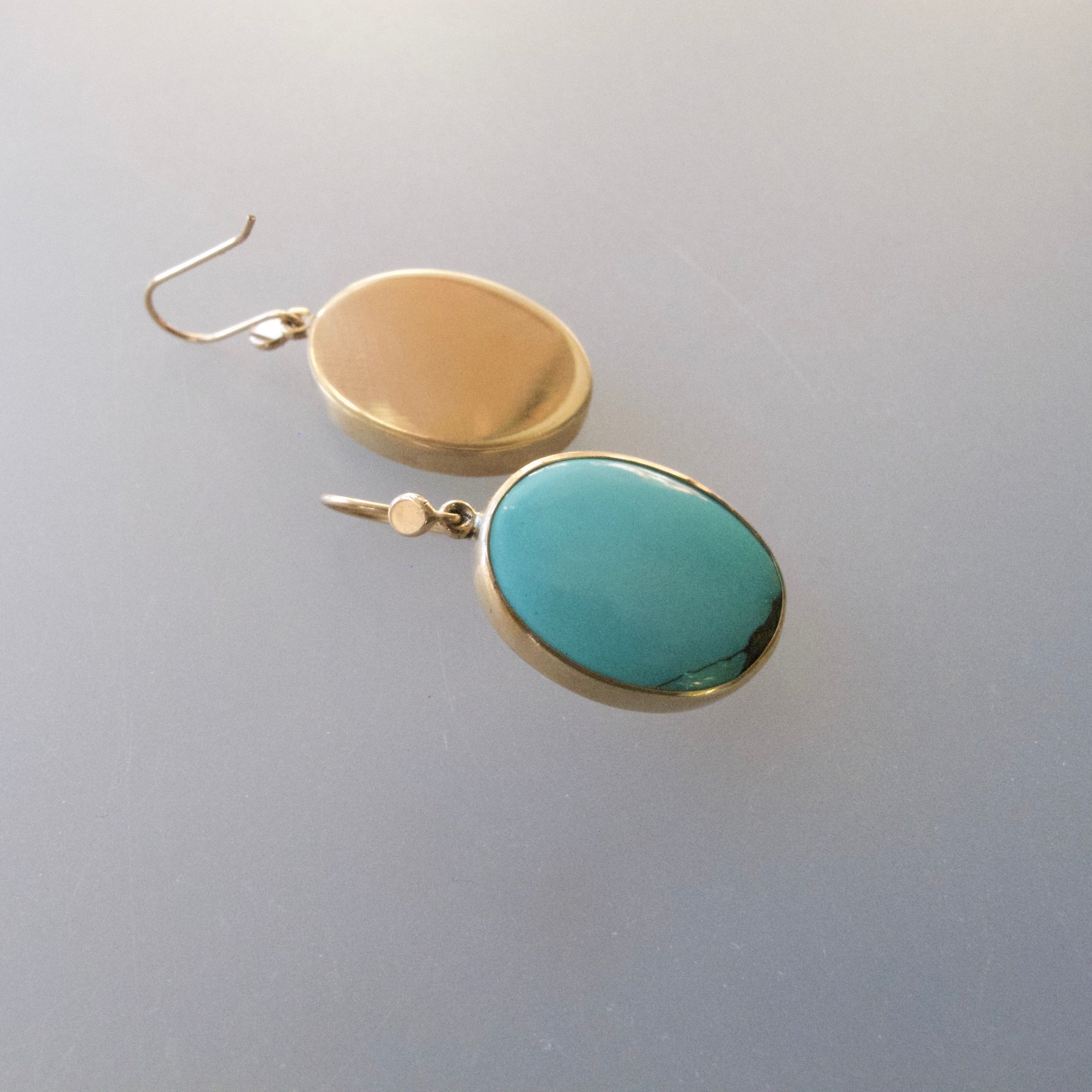 Clear Turquoise Oval Cabochon Earrings
