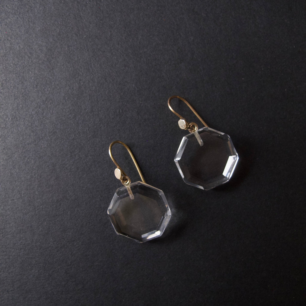 Rock Crystal Octagonal Earrings