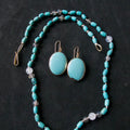 Clear Turquoise Oval Cabochon Earrings