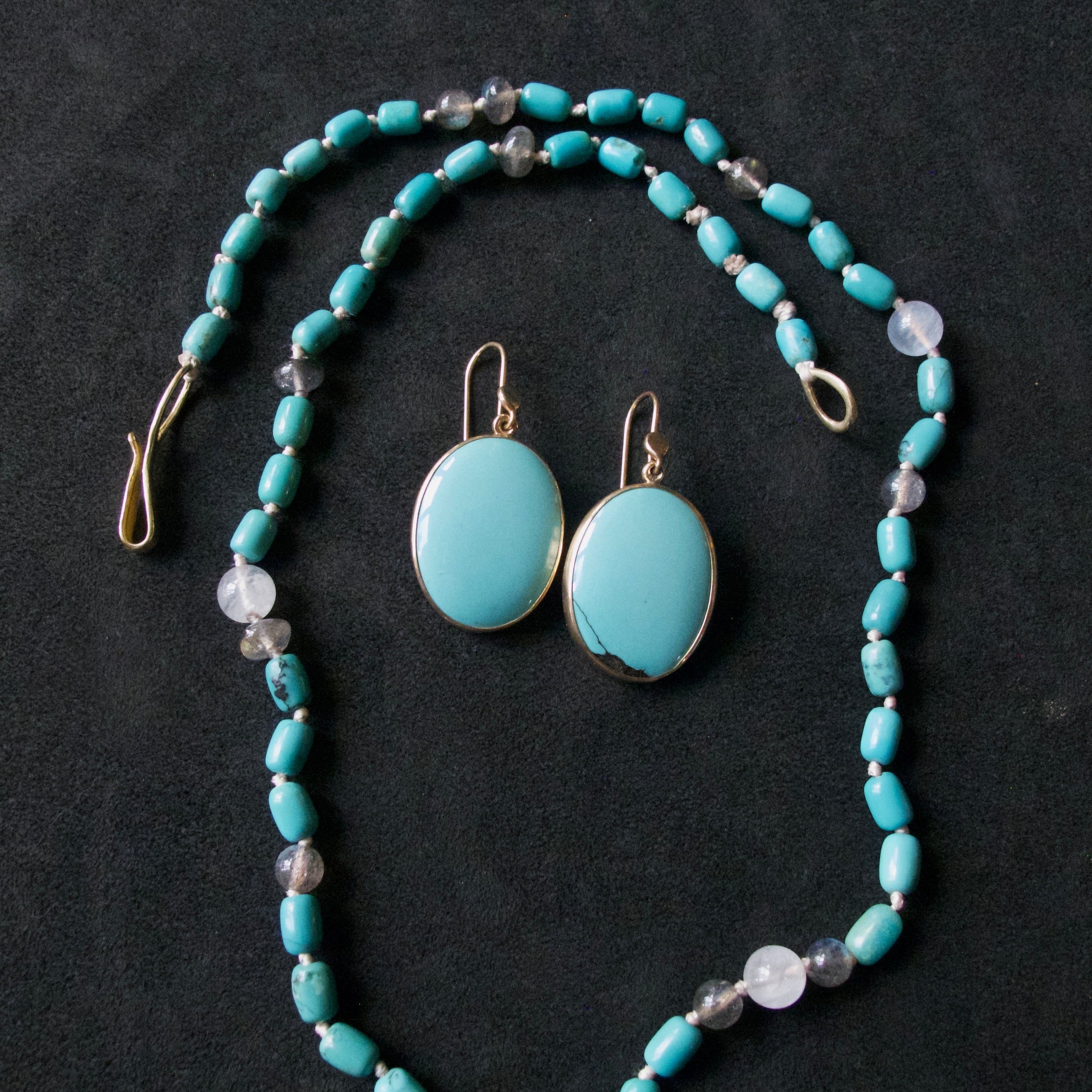 Clear Turquoise Oval Cabochon Earrings