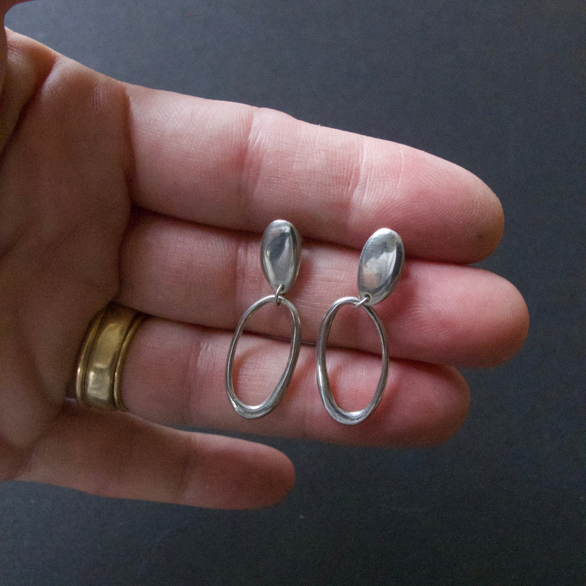 Pebble and Loop Stud earrings