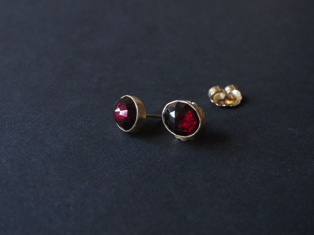 Garnet Oval Rose Cut Stud Earrings (Copy)