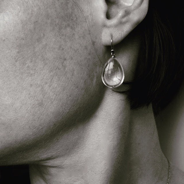 Large Rock Crystal Tear Drop Earrings