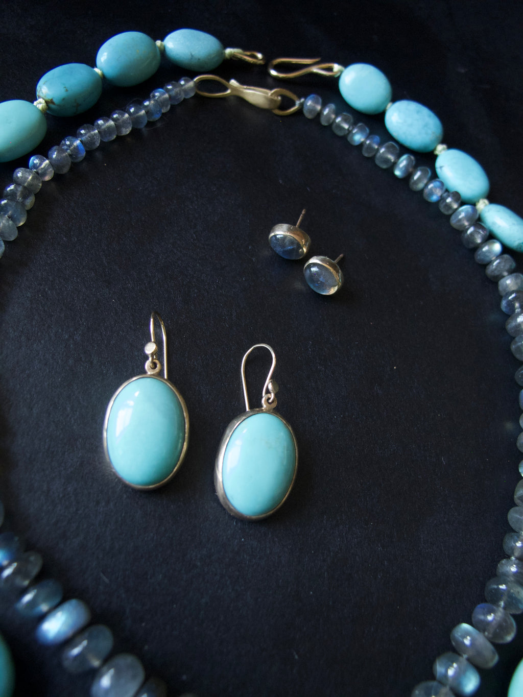 Turquoise Oval Cabochon Earrings