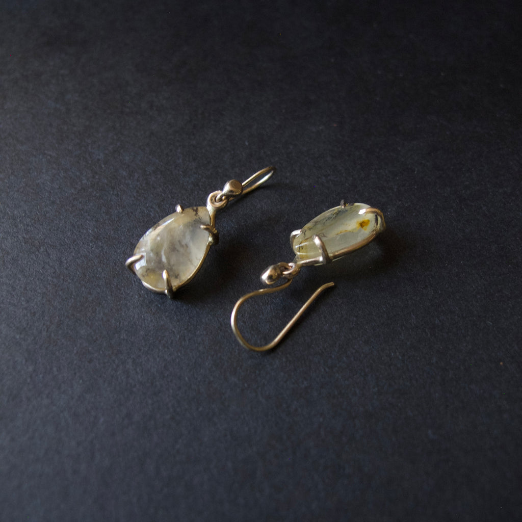 Pear Shape Dendritic Quartz Earrings