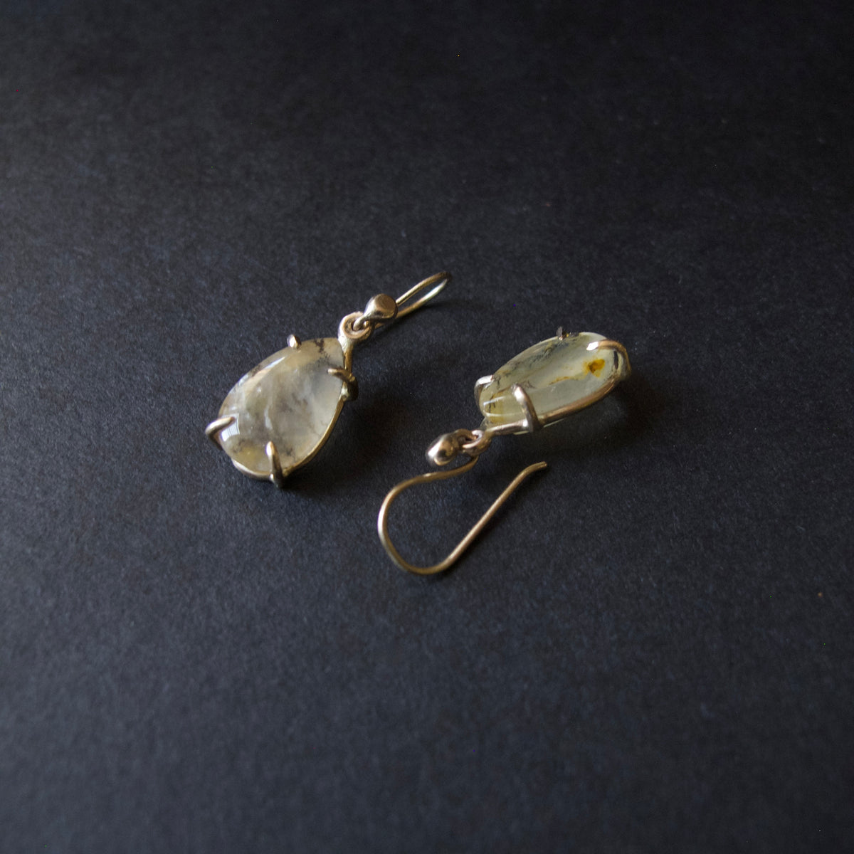 Pear Shape Dendritic Quartz Earrings