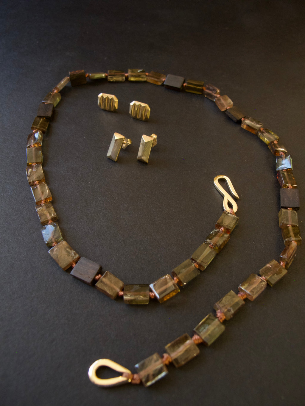 Tourmaline Square Beaded Necklace