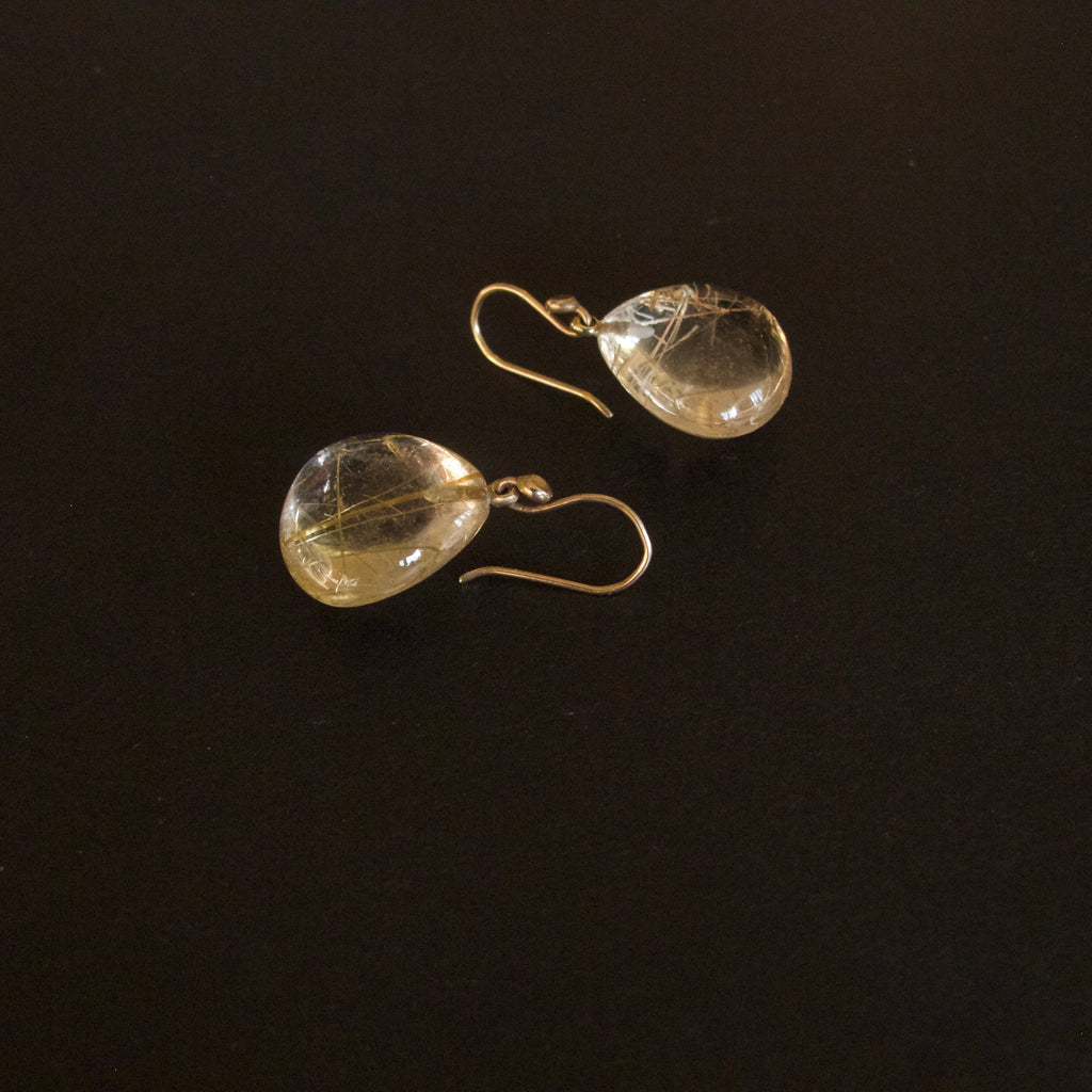Rutilated Quartz Tear Drop Earrings