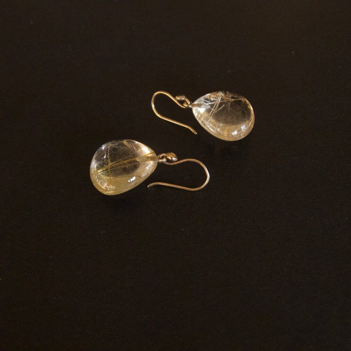 Rutilated Quartz Tear Drop Earrings