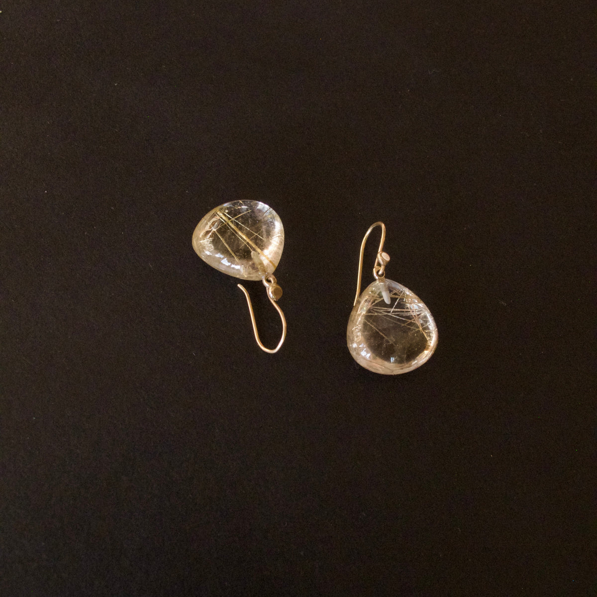 Rutilated Quartz Tear Drop Earrings