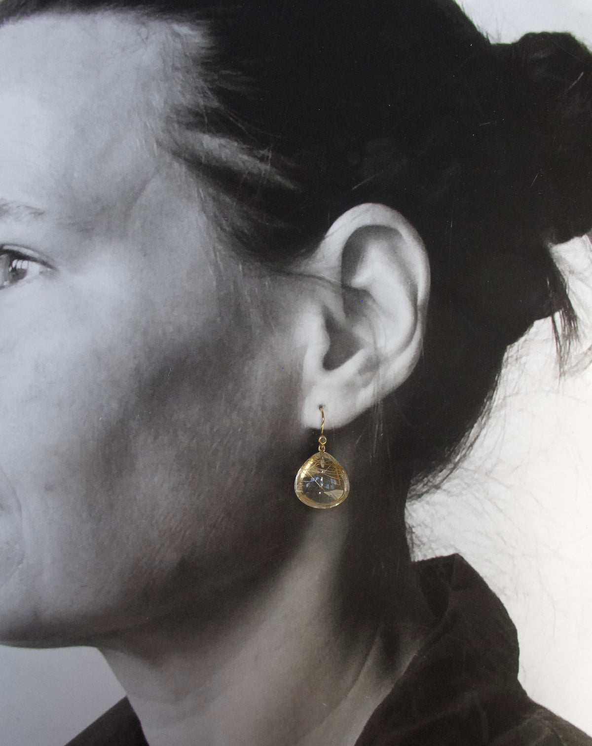 Rutilated Quartz Tear Drop Earrings