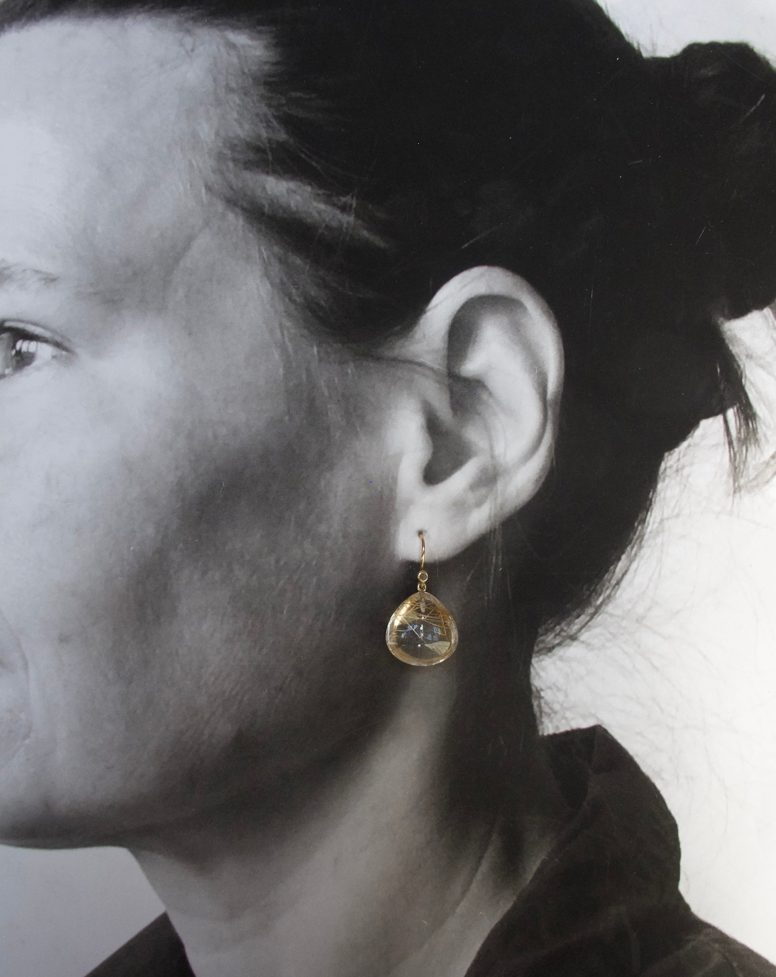 Rutilated Quartz Tear Drop Earrings