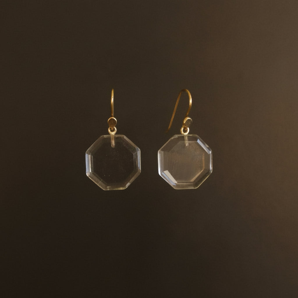 Rock Crystal Octagonal Earrings