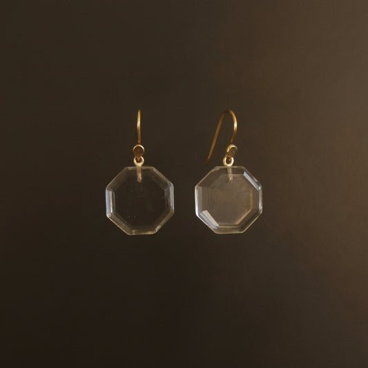 Rock Crystal Octagonal Earrings