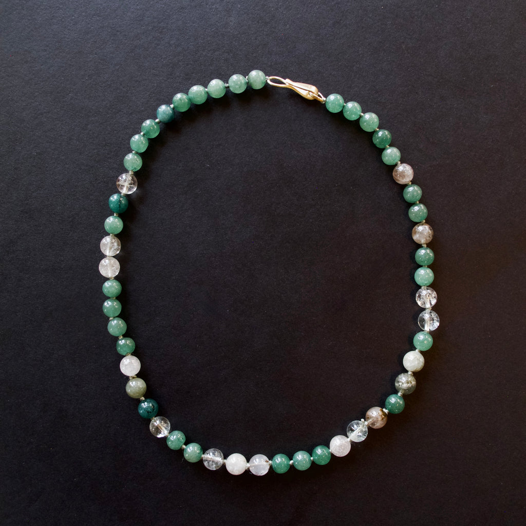 Green Agate and Quartz Necklace