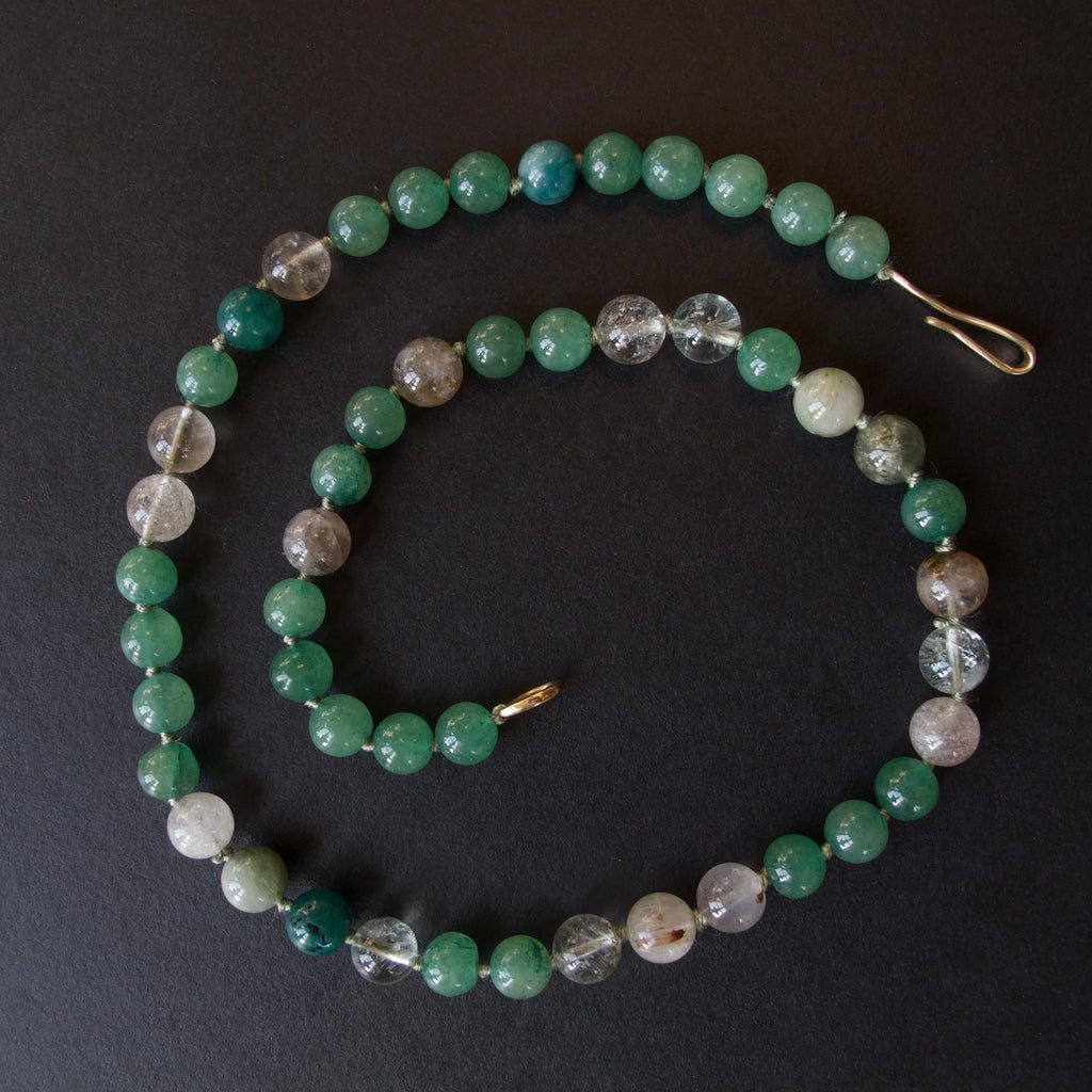Green Agate and Quartz Necklace