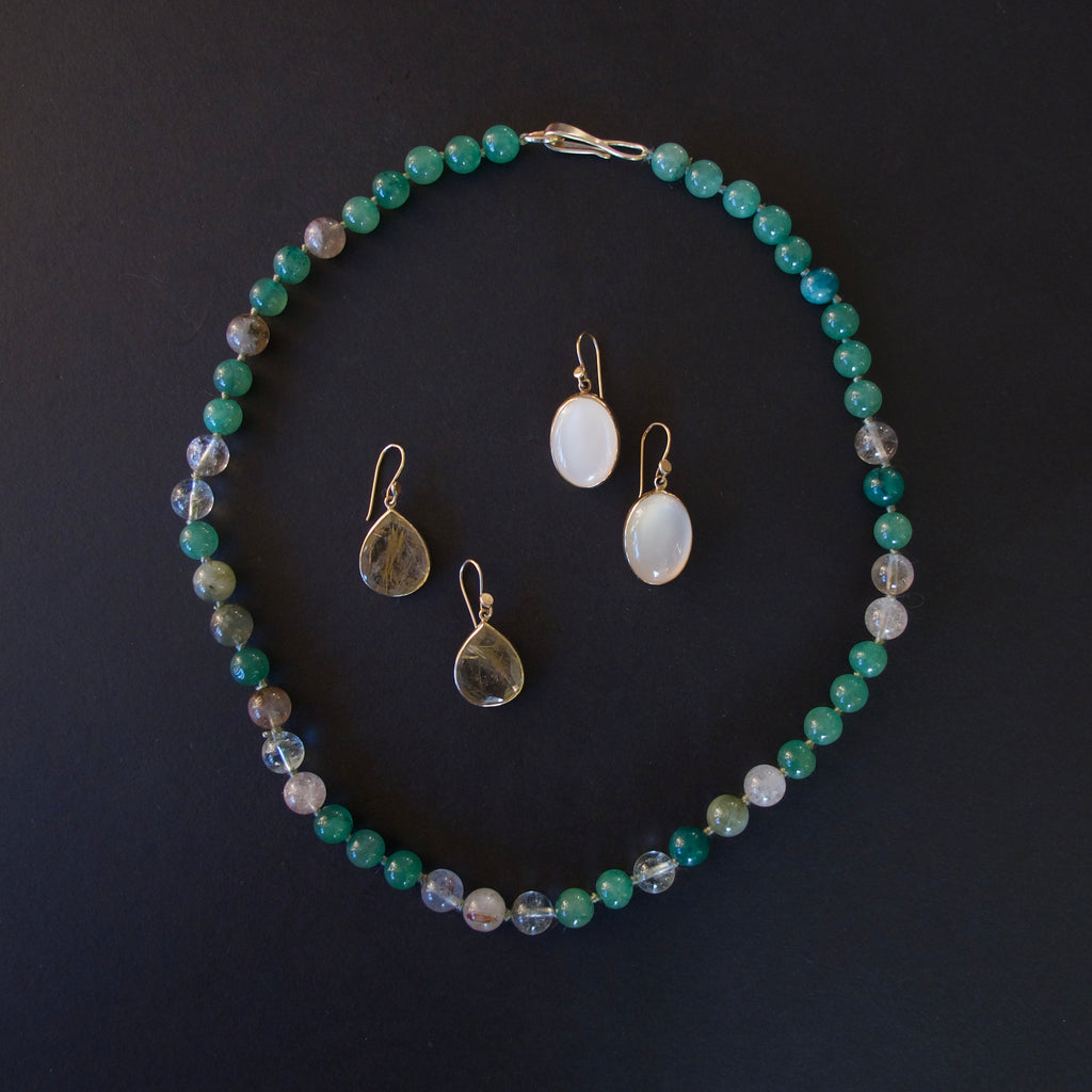Green Agate and Quartz Necklace