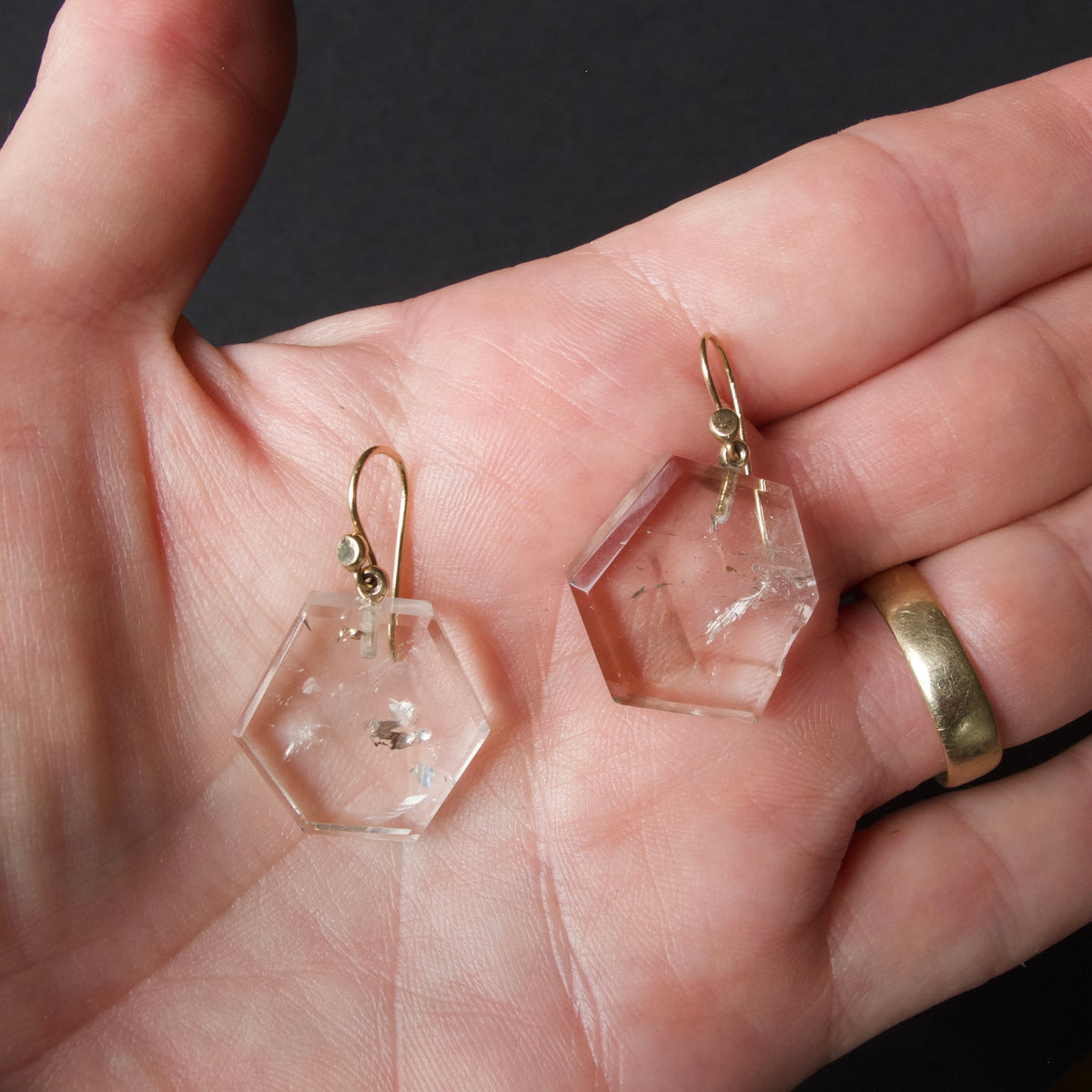 Large Rock Crystal Slab Earrings